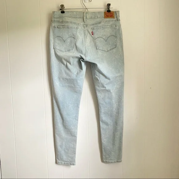 Levis 710’s Light Wash Bleach Splatter Super Skinny Jeans - Picture 3 of 5